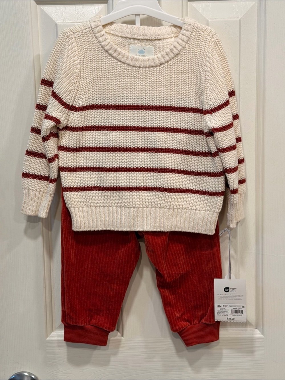 Cloud Island Corduroy Baby Pants with Striped Sweater